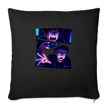 Gamer s Intense Moment - Throw Pillow Cover 17.5” x 17.5” - black - Front