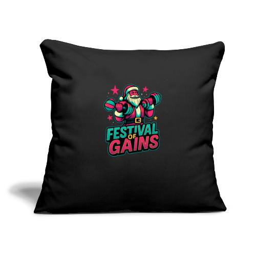 Festival of Gains Funny Gym Santa Christmas - Throw Pillow Cover 17.5” x 17.5”