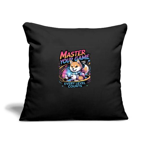 Cute Gamer Shiba Inu Level Up - Throw Pillow Cover 17.5” x 17.5”