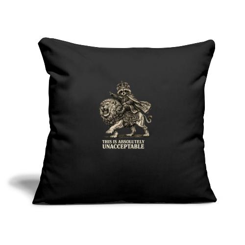 Funny Raccoon King Riding Lion Vintage Meme Art - Throw Pillow Cover 17.5” x 17.5”