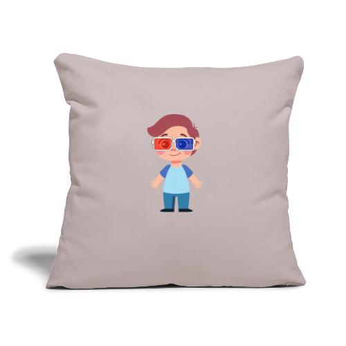 Boy with eye 3D glasses - Throw Pillow Cover 17.5” x 17.5”