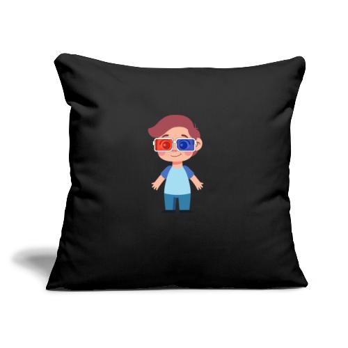 Boy with eye 3D glasses - Throw Pillow Cover 17.5” x 17.5”