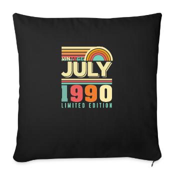 VINTAGE JULY - Throw Pillow Cover 17.5” x 17.5” - black - Front