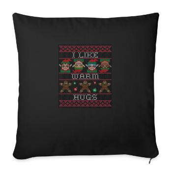 christmas ugly i like warm hugs green elfs - Throw Pillow Cover 17.5” x 17.5” - black - Front