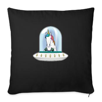 Unicorn UFO - Throw Pillow Cover 17.5” x 17.5” - black - Front