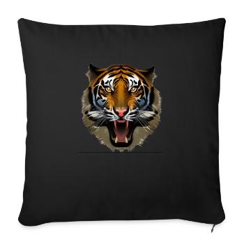 Cool tiger motif on background - Throw Pillow Cover 17.5” x 17.5” - black - Front