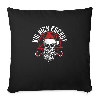 Big Nick Energy Funny Santaa Claus Skull Beard - Throw Pillow Cover 17.5” x 17.5” - black - Front