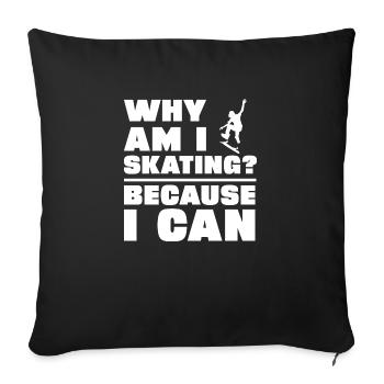 Skating - Throw Pillow Cover 17.5” x 17.5” - black - Front