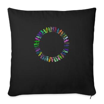 Disco Dancers Circle Prismatic - Throw Pillow Cover 17.5” x 17.5” - black - Front