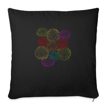 Fireworks Celebration - Throw Pillow Cover 17.5” x 17.5” - black - Front