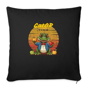 Alligator Apple Cute - Throw Pillow Cover 17.5” x 17.5” - black - Front