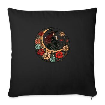 Halloween Witch - Throw Pillow Cover 17.5” x 17.5” - black - Front