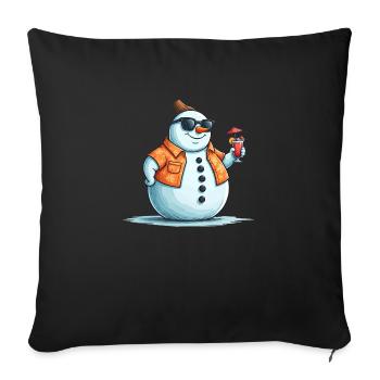 Tropical Snowman - Throw Pillow Cover 17.5” x 17.5” - black - Front