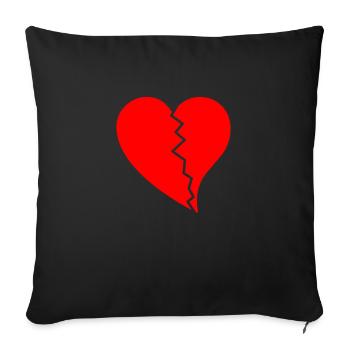 Broken Hearted - Throw Pillow Cover 17.5” x 17.5” - black - Front