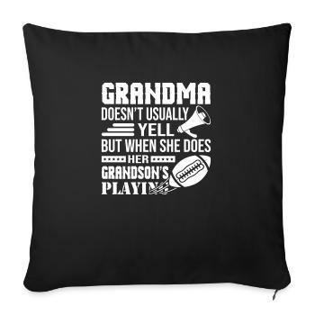 Grandson Playing Rugby - Throw Pillow Cover 17.5” x 17.5” - black - Front