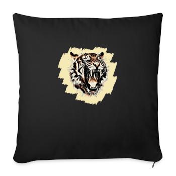 Cool tiger motif on background - Throw Pillow Cover 17.5” x 17.5” - black - Front