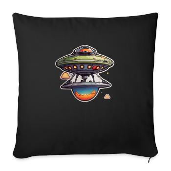 Cartoon UFO's - Throw Pillow Cover 17.5” x 17.5” - black - Front