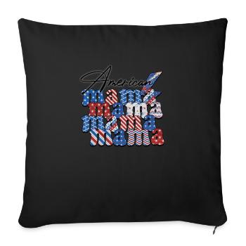 American Mom Stars Stripes Design - Throw Pillow Cover 17.5” x 17.5” - black - Front