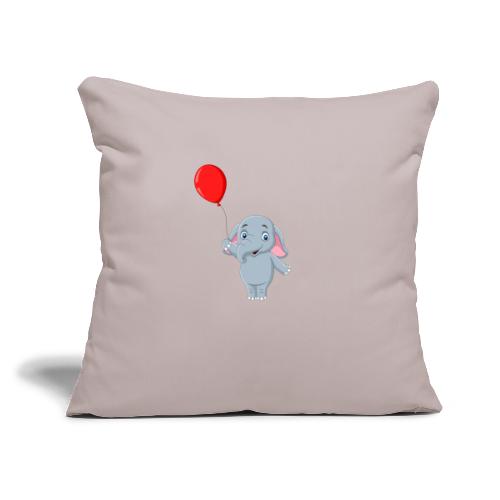 Baby Elephant Holding A Balloon - Throw Pillow Cover 17.5” x 17.5”