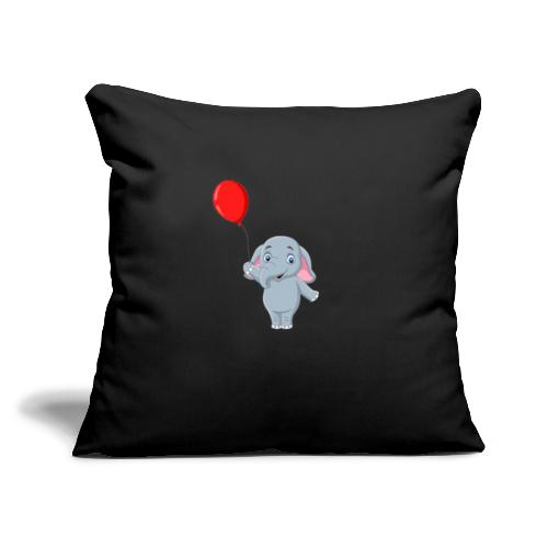 Baby Elephant Holding A Balloon - Throw Pillow Cover 17.5” x 17.5”