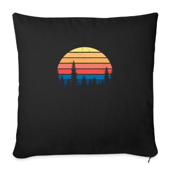 Retro Vintage Pine Trees - Throw Pillow Cover 17.5” x 17.5” - black - Front