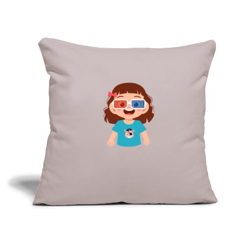 Girl red blue 3D glasses doing Vision Therapy - Throw Pillow Cover 17.5” x 17.5”