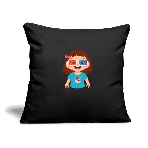 Girl red blue 3D glasses doing Vision Therapy - Throw Pillow Cover 17.5” x 17.5”