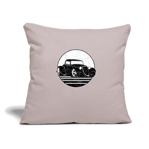 Retro Hot Rod Grungy Sunset Illustration - Throw Pillow Cover 17.5” x 17.5”