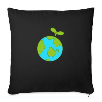 Earth Day - Throw Pillow Cover 17.5” x 17.5” - black - Front