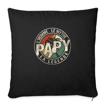 Homme Cadeau Papy l Homme le Mythe la Légende - Throw Pillow Cover 17.5” x 17.5” - black - Front