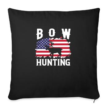 Bow hunting tshirt - Throw Pillow Cover 17.5” x 17.5” - black - Front