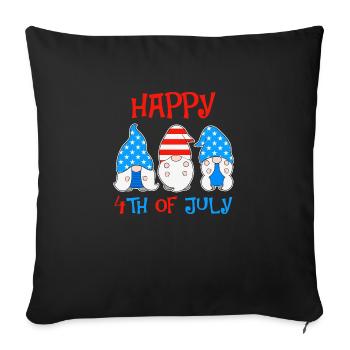 Happy 4th of July - Throw Pillow Cover 17.5” x 17.5” - black - Front