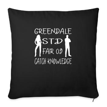 Greendale STD Fair 09 catch knowledge - Throw Pillow Cover 17.5” x 17.5” - black - Front