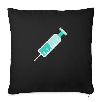Green syringe - Throw Pillow Cover 17.5” x 17.5” - black - Front