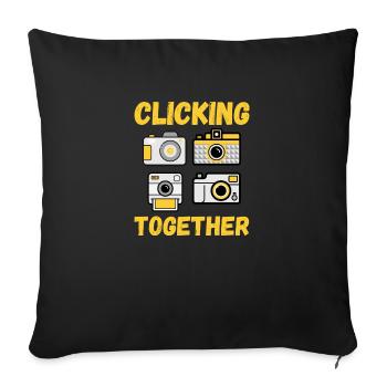 Clicking Together Cameras - Throw Pillow Cover 17.5” x 17.5” - black - Front