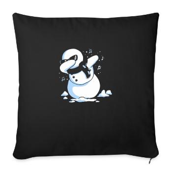 Dabbing Snowman Christmas - Throw Pillow Cover 17.5” x 17.5” - black - Front