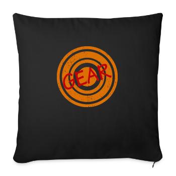 Gear Red Word - Throw Pillow Cover 17.5” x 17.5” - black - Front