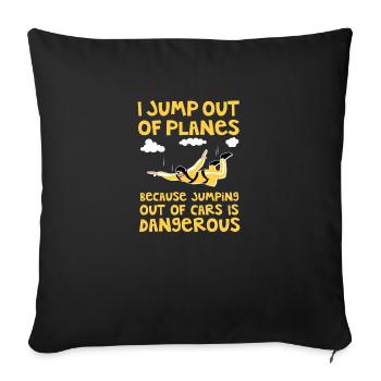 Funny Skydiving Skydiver Parachute - Throw Pillow Cover 17.5” x 17.5” - black - Front