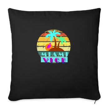 retro miami nice - Throw Pillow Cover 17.5” x 17.5” - black - Front