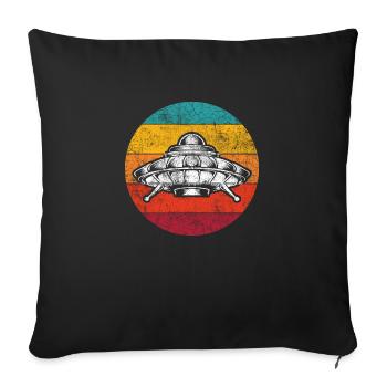Vintage Ufo - Throw Pillow Cover 17.5” x 17.5” - black - Front