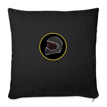 Biker Helmet Logo - Throw Pillow Cover 17.5” x 17.5” - black - Front