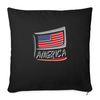 America Flag - Throw Pillow Cover 17.5” x 17.5” - black - Front