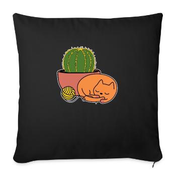Golden Ball And Sleepy Cat Gardener - Throw Pillow Cover 17.5” x 17.5” - black - Front
