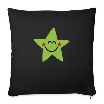 Big Green Star - Throw Pillow Cover 17.5” x 17.5” - black - Front