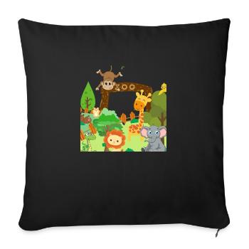 zoo animals Design - Throw Pillow Cover 17.5” x 17.5” - black - Front