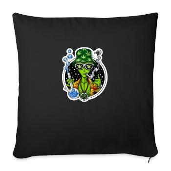 stoner alien - Throw Pillow Cover 17.5” x 17.5” - black - Front
