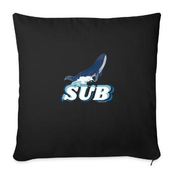Retro Style Whale Sub - Throw Pillow Cover 17.5” x 17.5” - black - Front
