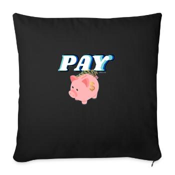Retro Style Pay Pig - Throw Pillow Cover 17.5” x 17.5” - black - Front