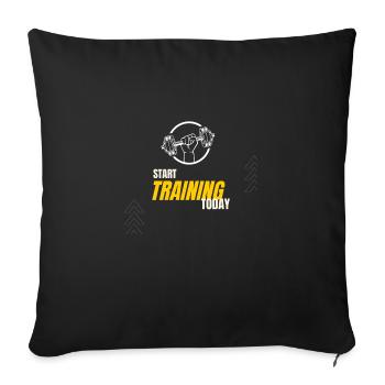 START TRAINING - Throw Pillow Cover 17.5” x 17.5” - black - Front