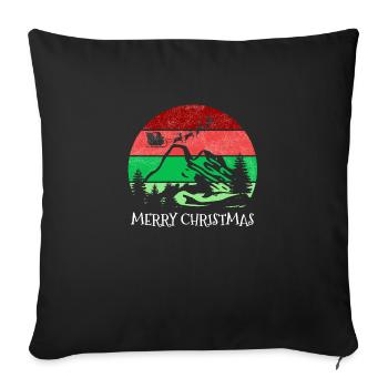Retro Santa Sunset Mountain - Throw Pillow Cover 17.5” x 17.5” - black - Front